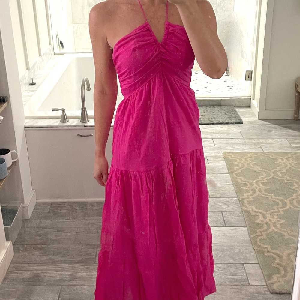 Tiered Flowy Pink Maxi Sundress - New, Size X-Small